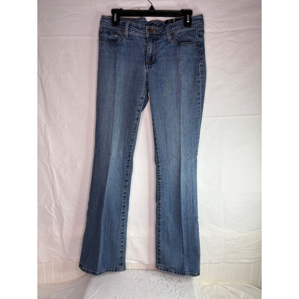 Seven7 Premium Womens Bootcut Jeans Medium Wash Size 32 Blue Embroidered Pocket